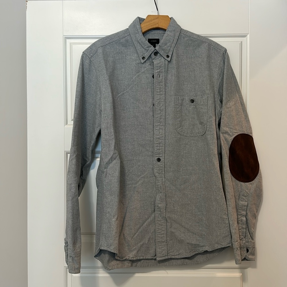 J crew heavy cotton casual button down.  Size M.  Slim fit.  Light grey